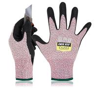 DEX FIT Gants de Travail Cru553 Résistants aux Coupures Niveau 5, Adaptation 3D Confortable Extensible, Agrippants Nitrile Durable, Smart Touch, Fins Légers, Lavables, Rouge 8 (M) 1 Paire