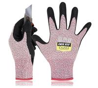 DEX FIT Gants de Travail Cru553 Résistants aux Coupures Niveau 5, Adaptation 3D Confortable Extensible, Agrippants Nitrile Durable, Smart Touch, Fins Légers, Lavables, Rouge 7 (S) 1 Paire