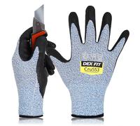 DEX FIT Gants de Travail Cru553 Résistants aux Coupures Niveau 5, Adaptation 3D Confortable Extensible, Agrippants Nitrile Durable, Smart Touch, Fins Légers, Lavables, Bleu 10 (XL) 1 Paire