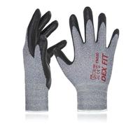 DEX FIT Gants de travail FN330, Adaptation 1D Confortable et Extensible, Agrippants, Revêtement en Mousse de Nitrile Durable, Smart Touch, Fins et Légers, Lavables, Gris 7 (S) 1 Paire