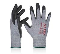 DEX FIT Gants de travail FN330, Adaptation 1D Confortable et Extensible, Agrippants, Revêtement en Mousse de Nitrile Durable, Smart Touch, Fins et Légers, Lavables, Gris 8 (M) 1 Paire