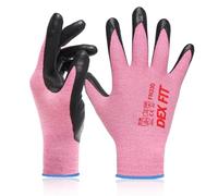 DEX FIT Gants de travail FN330, Adaptation 3D Confortable et Extensible, Agrippants, Revêtement en Mousse de Nitrile Durable, Smart Touch, Fins et Légers, Lavables, Rose 6 (XS) 3 Paires