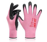 DEX FIT Gants de travail FN330, Adaptation 3D Confortable et Extensible, Agrippants, Revêtement en Mousse de Nitrile Durable, Smart Touch, Fins et Légers, Lavables, Rose 10 (XL) 3 Paires