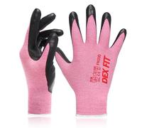 DEX FIT Gants de travail FN330, Adaptation 3D Confortable et Extensible, Agrippants, Revêtement en Mousse de Nitrile Durable, Smart Touch, Fins et Légers, Lavables, Rose 7 (S) 3 Paires