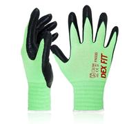 DEX FIT Gants de travail FN330, Adaptation 3D Confortable et Extensible, Agrippants, Revêtement en Mousse de Nitrile Durable, Smart Touch, Fins et Légers, Lavables (S, Fn330 Green 3pr)