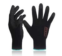 DEX FIT Gants en Molleton NR450, Ajustement en Spandex Confortable 3D, Super Agrippants, Fins et Légers, Revêtement en Nitrile à Base d’eau Durable, Lavables, Noir 9 (L) 3 Paires