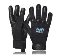 DEX FIT MG210 Lite Gants mécaniques légers sans doigts, paume cuir déperlant, coupe 3D confortable, gants pour garage, bricolage, pêche; Black/Black M 1 Paire