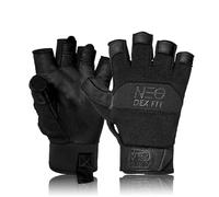 DEX FIT MG210P Gants de Travail Mitaines, Cuir Imperméable, Doigts Libres pour Pêche, Mécanicien, Bricolage de Précision, Lavable; Black/Black S 1 Paire