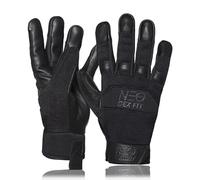 DEX FIT MG210P Gants mécaniques sans doigts, paume cuir imperméable, confort 3D, gants fingerless de travail pour mécanique auto, pêche, bricolage, jardin; Black/Black L 1 Paire