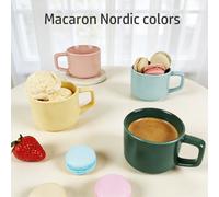 Dexam Lot de 4 petits gobelets en céramique, 120 ml, couleurs douces (jaune, bleu, vert, rose), gobelets à expresso ou à dessert
