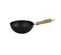 Dexam Swift Wok en Acier au Carbone Non-adhérent avec Manche en Bois 20 cm