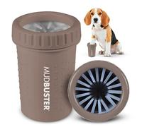 Dexas MudBuster Nettoyeur de pattes de chien de taille moyenne, taupe, nettoyeur de pattes portable pour pattes boueuses, tasse de nettoyage des pattes de chien avec poils doux en silicone, nettoyage