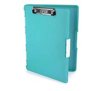 Dexas Slimcase Lot de 2 porte-blocs en plastique avec ouverture latérale, fournitures de bureau pour organiser, transporter et ranger, support A4, idéal pour les infirmiers, bleu sarcelle pailleté