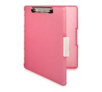 Dexas Slimcase Lot de 2 porte-blocs en plastique avec rangement et ouverture latérale, rose pailleté, fournitures de bureau pour organiser, transporter et ranger, support A4, porte-bloc style et