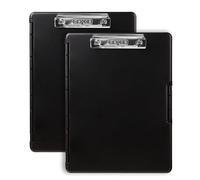 Dexas Slimcase2 Lot de 2 porte-blocs de rangement avec ouverture latérale, noir avec clip chromé. Organisez avec style pour la maison, l'école, le travail ou les métiers. Idéal pour les enseignants,