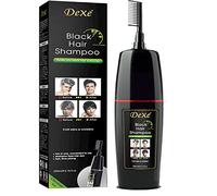 Dexe Shampoing colorant permanent noir professionnel sans ammoniaque 200 ml pour couvrir 100 % cheveux blancs avec peigne