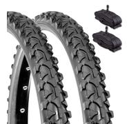 Dexestone Lot de 2 pneus 26 x 1,90 + Schrader America Pneus VTT Noir 47-559