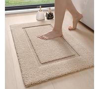 DEXI Tapis de Bain 40 x 60 cm, Absorbant et Antiderapant, Lavable en Machine, Moelleux en Microfibre, pour Salle de Bains, Douche, Baignoire, Beige