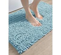 DEXI Tapis de Bain antidérapant, Absorbant et Doux, Lavable en Tissu Chenille pour Baignoire, Toilettes, Salle de Douche, entrée, 40,6 x 61 cm, Bleu Clair