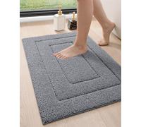 DEXI Tapis de Bain Extra Doux et Absorbant - Tapis de Bain antidérapant et Confortable - pour Baignoire, Douche, Salle de Bain - Lavable en Machine - 40,6 x 61 cm - Gris