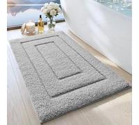 DEXI Tapis de Bain Extra Doux et Absorbant - Tapis de Bain antidérapant et Confortable - pour Baignoire, Douche, Salle de Bain - Lavable en Machine - 40,6 x 61 cm - Gris Clair