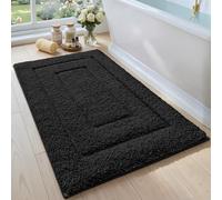 DEXI Tapis de Bain Extra Doux et Absorbant - Tapis de Bain antidérapant et Confortable - pour Baignoire, Douche, Salle de Bain - Lavable en Machine - 40,6 x 61 cm - Noir