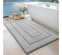 DEXI Tapis de Bain Extra Doux et Absorbant - Tapis de Bain de qualité supérieure - Antidérapant et Confortable - pour Baignoire, Douche, Salle de Bain - Lavable en Machine - 61 x 109 cm - Gris Clair