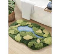 DEXI Tapis de bain vert absorbant l'eau, antidérapant, en microfibre lavable, ultra épais et doux, pour sol de salle de bain, douche, lavabo, chambre à coucher, 50,8 x 81,3 cm, arbres dans la montagne