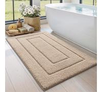 DEXI Tapis de Salle de Bain, 43 x 24, antidérapant, Absorbant, de qualité supérieure, Lavable en Machine, Passe au sèche-Linge, Tapis Confortable pour Salle de Bain, Beige
