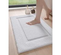 DEXI Tapis de Salle de Bain Ultra Absorbant, Doux, Lavable, antidérapant, pour Sol de Salle de Bain, Baignoire, Salle de Douche, 61 x 40,6 cm, Blanc