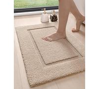 DEXI Tapis de Salle de Bain Ultra Absorbant, Doux, Lavable, antidérapant, pour Sol de Salle de Bain, Baignoire, Salle de Douche, 61 x 40,6 cm, Beige