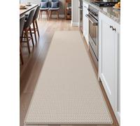 DEXI Tapis de sol de cuisine rembourré anti-fatigue, 58,4 x 213,4 cm, grand tapis de couloir imperméable et confortable rembourré en mousse à mémoire de forme pour évier avant, linge, beige