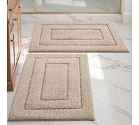 DEXI Tapis Salle de Bain 2 Pièces 50 x 80 cm, Antidérapant, Moelleux en Microfibre, Absorbant l'eau, Lavable en Machine, Extra Epais, pour Douche, Baignoire, Beige