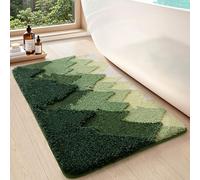 DEXI Tapis Salle de Bain 50x80cm, Antidérapant et Absorbant, Vert Forêt | Tapis Douche Microfibre, Doux, Confortable, Motifs Décoratifs Variés, Lavable en Machine, pour Baignoire et Lavabo