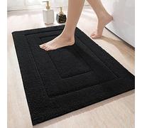 DEXI Tapis Salle de Bain Antidérapant 40 x 60 cm, Moelleux en Microfibre, Absorbant l'eau, Lavable en Machine, Extra Epais, pour Douche, Baignoire, Noir