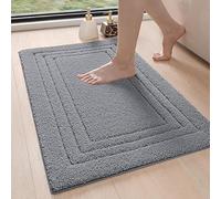 DEXI Tapis Salle de Bain Antiderapant 50 x 80 cm, Microfibre Moelleux et Absorbante, Doux et Confortable, Lavable en Machine, pour Douche, Baignoire, Toilettes, Gris foncé