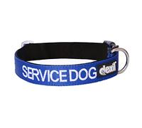 Dexil Collier pour chien Service Dog (Ne pas déranger/le chien travaille) Code couleur bleu S-M L-XL Collier pour chien Prévient les accidents en avertissant les autres de votre chien à l'avance (S-M)