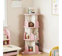 Dexinhdh Bibliothèque Ronde Rotative, Tour De Rangement Pivotante À 360° avec Ventouse Inférieure Et Plateau Tournant, Étagère sur Pied pour Chambre, Salon, Bureau(Pink,3-Layer)