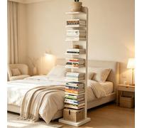 Dexinhdh Bibliothèque Tour Verticale en Bois, Étagère Ouverte Moderne avec Socle Et Dispositif Anti-basculement, Étagère d'angle Multi-Niveaux À Fixation Invisible, pour Bureau(B,9-Tier)