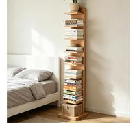Dexinhdh Bibliothèque Tour Verticale en Bois, Étagère Ouverte Moderne avec Socle Et Dispositif Anti-basculement, Étagère d'angle Multi-Niveaux À Fixation Invisible, pour Bureau(A,9-Tier)