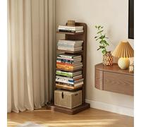 Dexinhdh Bibliothèque Tour Verticale en Bois, Étagère Ouverte Moderne avec Socle Et Dispositif Anti-basculement, Étagère d'angle Multi-Niveaux À Fixation Invisible, pour Bureau(C,5-Tier)