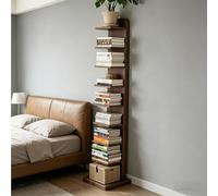 Dexinhdh Bibliothèque Tour Verticale en Bois, Étagère Ouverte Moderne avec Socle Et Dispositif Anti-basculement, Étagère d'angle Multi-Niveaux À Fixation Invisible, pour Bureau(C,9-Tier)