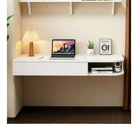 Dexinhdh Coiffeuse Suspendue, Table De Maquillage Murale avec Tiroirs Et Plan De Travail Spacieux, Angles Arrondis, Bureau Multifonction pour Ordinateur Portable, pour Chambre(D,80cm)