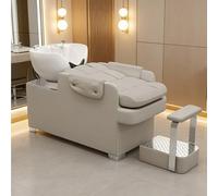 Dexinhdh Ensemble Bac À Shampoing Et Fauteuil pour Salon, Unité De Lavage avec Repose-Pieds Séparé, Station De Lavage Capillaire Étanche pour Coiffeurs, Spas, Barbiers(Light Gray)