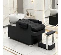 Dexinhdh Ensemble Bac À Shampoing Et Fauteuil pour Salon, Unité De Lavage avec Repose-Pieds Séparé, Station De Lavage Capillaire Étanche pour Coiffeurs, Spas, Barbiers(Black)