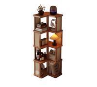 Dexinhdh Étagère d'angle sur Pied, Bibliothèque d'angle en Rotin, Design Ouvert Triangulaire À Angle Droit (90°), Étagère De Présentation Créative Et Multifonctionnelle pour Chambre(5 Tier)