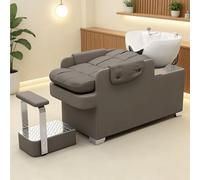 Dexinhdh Fauteuil De Bac À Shampoing avec Vasque en Porcelaine, Station De Lavage Capillaire pour Coiffeurs, Repose-Pieds Indépendant, Rembourrage en Éponge Haute Résilience(Dark Gray)
