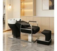 Dexinhdh Fauteuil De Bac À Shampoing, Station De Lavage en Cuir PU pour Coiffeurs, avec Repose-Pieds Indépendant Et Vasque en Porcelaine, Haute Capacité De Charge pour Spas