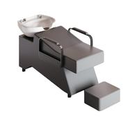 Dexinhdh Fauteuil De Barbier avec Bac À Shampoing, Fauteuil De Barbier Classique avec Repose-Jambes Et Appui-tête, Bac À Shampoing en Céramique avec Repose-Pieds Séparé(A)