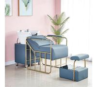 Dexinhdh Fauteuil De Lavage Barber Classic avec Bac en Porcelaine, Unité De Lavage avec Repose-Pieds Indépendant Et Pieds Métalliques, pour Spas, Salons De Beauté Et Barbiers(B)